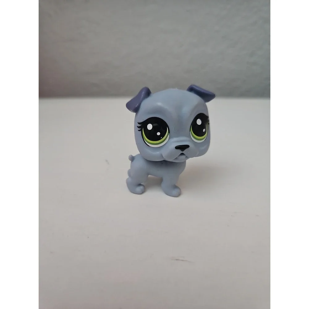 Hasbro Littlest Pet Shop 1344 Grey Pug Dog Green Eyes Vintage LPS Toy Figure